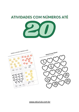 Atividade com números até 20 para imprimir para 1º Ano, 2º Ano, 3º Ano de Números, Matemática - Material educacional